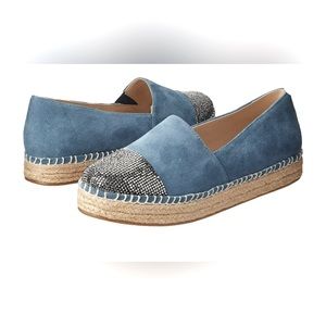 Steve Madden Pulsse Espadrille Flats, Size 7.5, Blue Gray with Studded Toe Cap